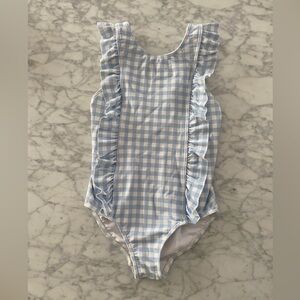 Blue Gingham Ruffle Swimsuit